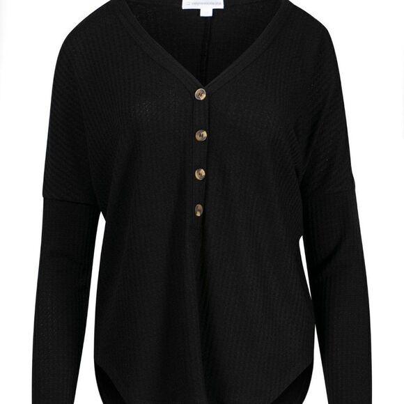 WAREHOUSE One Henley Waffle Top Size Extra Small - Picture 5 of 8